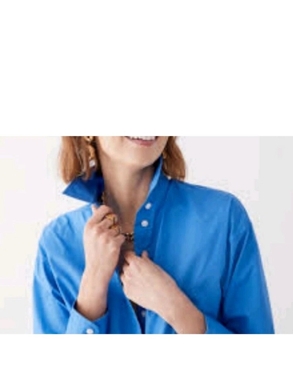 J. Crew Small Linen& Cotton Blend) Bright Cobalt Blue Collared Shirt